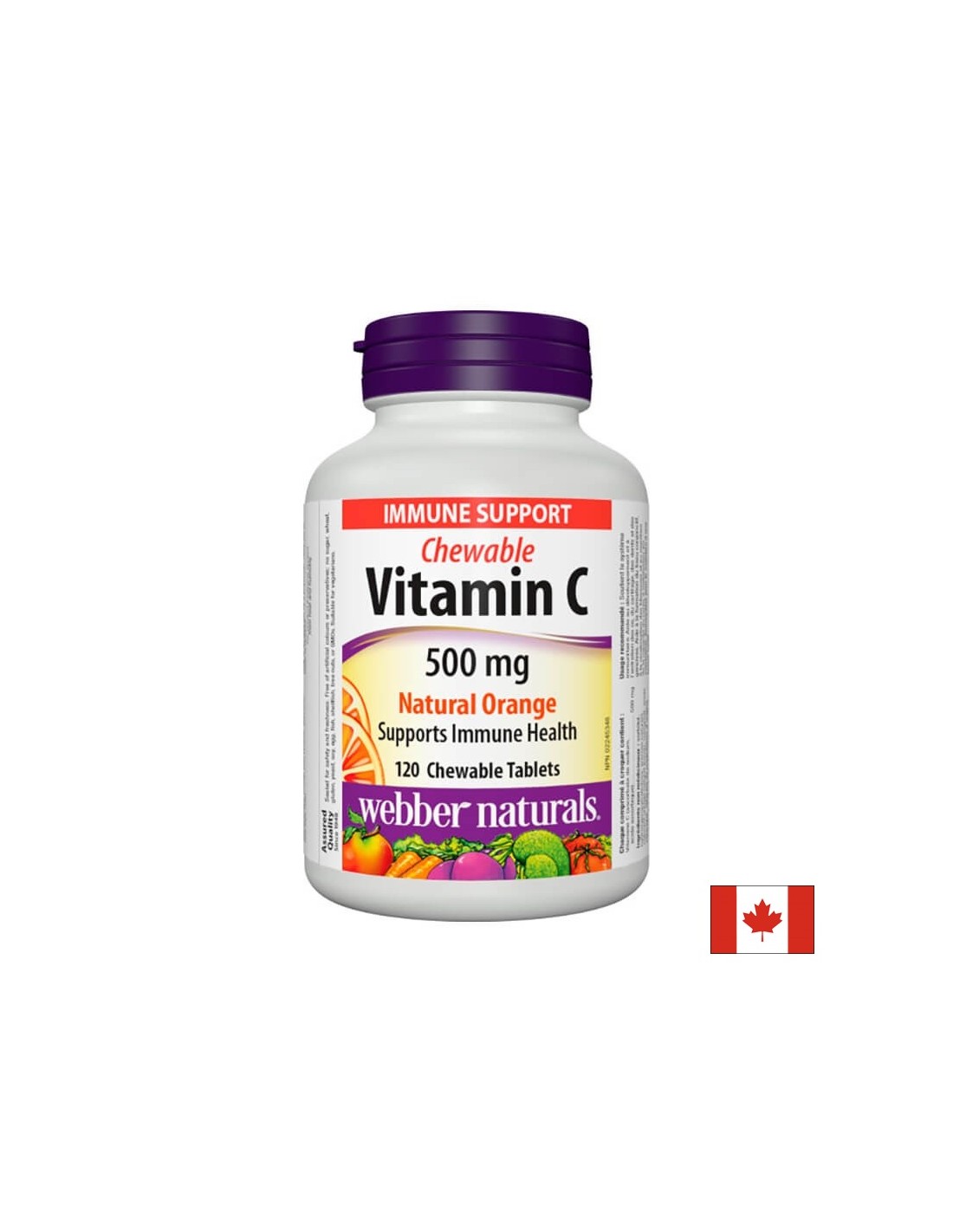 Chewable Vitamin C Natural Orange - Витамин С 500 mg, 120 дъвчащи таблетки с вкус на портокал Webber Naturals - Feel You