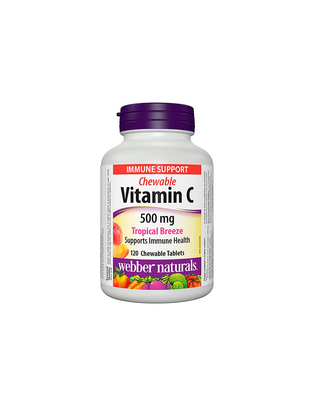 Chewable Vitamin C Tropical Breeze - Витамин С 500 mg, 120 дъвчащи таблетки с вкус на тропически плодове Webber Naturals - Feel You
