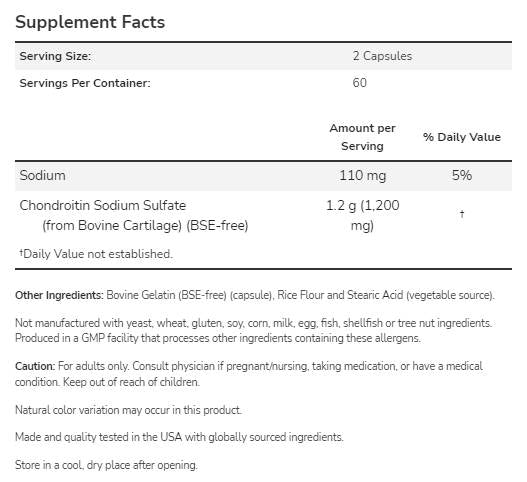 Chondroitin Sulfate 600 mg - 120 капсули - Feel You