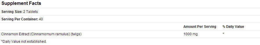 Cinnamon Extract 1000mg / 80 Tabs. - Feel You