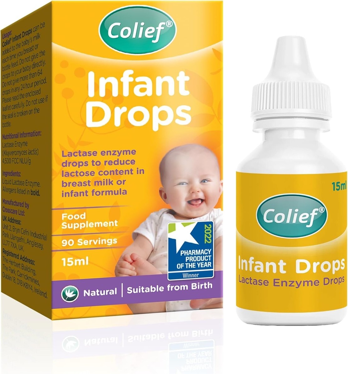 Colief, Infant Drops, Lactase Enzyme, Anti-Colic, Drops, 15 ml - Feel You