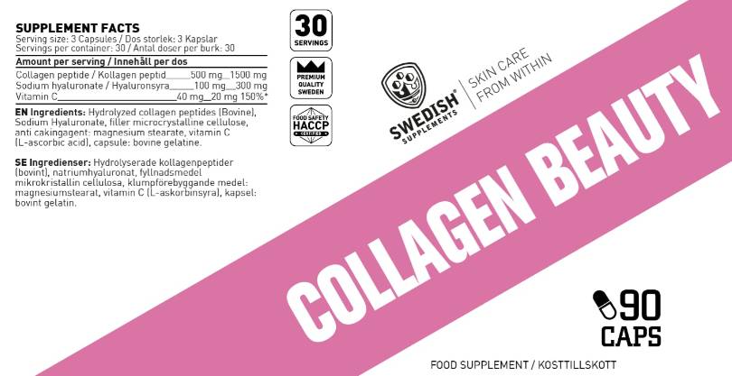 Collagen Beauty | Collagen Peptides with Hyaluronic Acid & Vitamin C - 90 капсули - Feel You