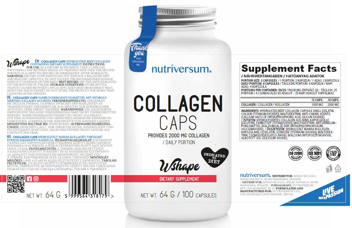 Collagen Caps 500 mg - 100 капсули - Feel You