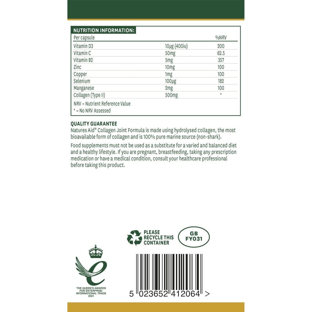 Колаген формула за стави (Collagen Joint Formula) 60 капсули, Natures Aid - Feel You