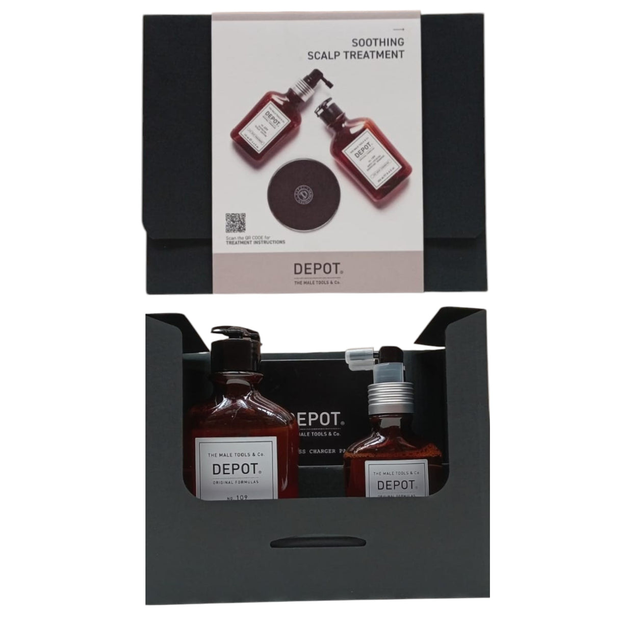 Consumer Kit G Set Depot: 200 Hair Treatments No. 209, Hair Lotion Treatment, For Calming, 100 ml + 100 Hair Cleansing No. 109, Hair Shampoo, For Calming, 250 ml - Feel You