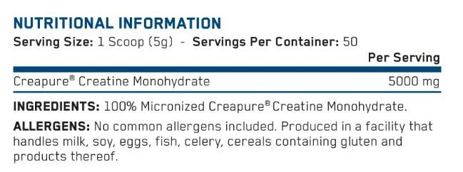 Creapure Creatine Monohydrate - 250 грама - Feel You