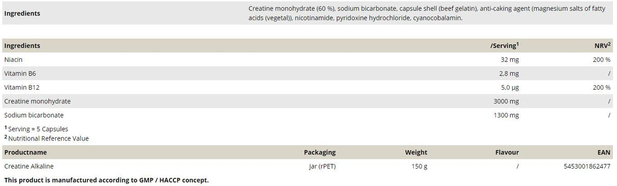 Creatine Alkaline - 150 капсули - Feel You
