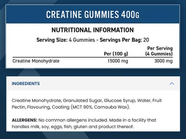 Creatine Gummies 750 mg - 80 желирани бонбони - Feel You