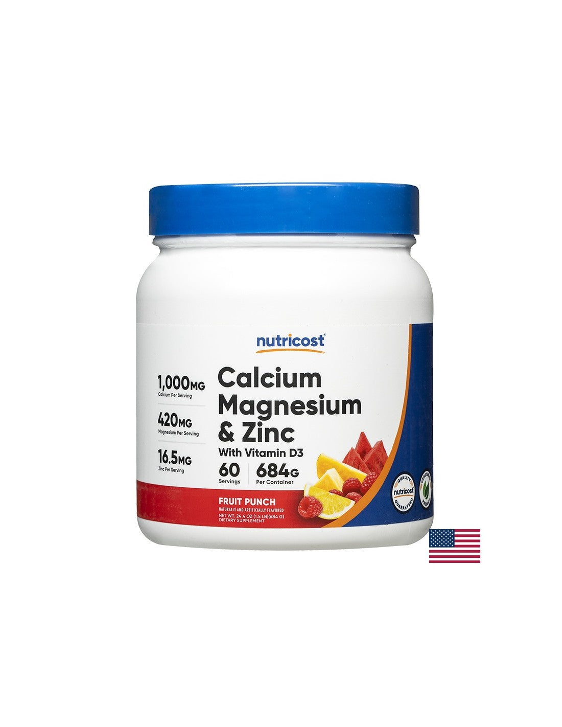 Здрави кости и зъби - Калций+Магнезий+Цинк+Витамин D3, 325 g прах с плодов вкус - Feel You