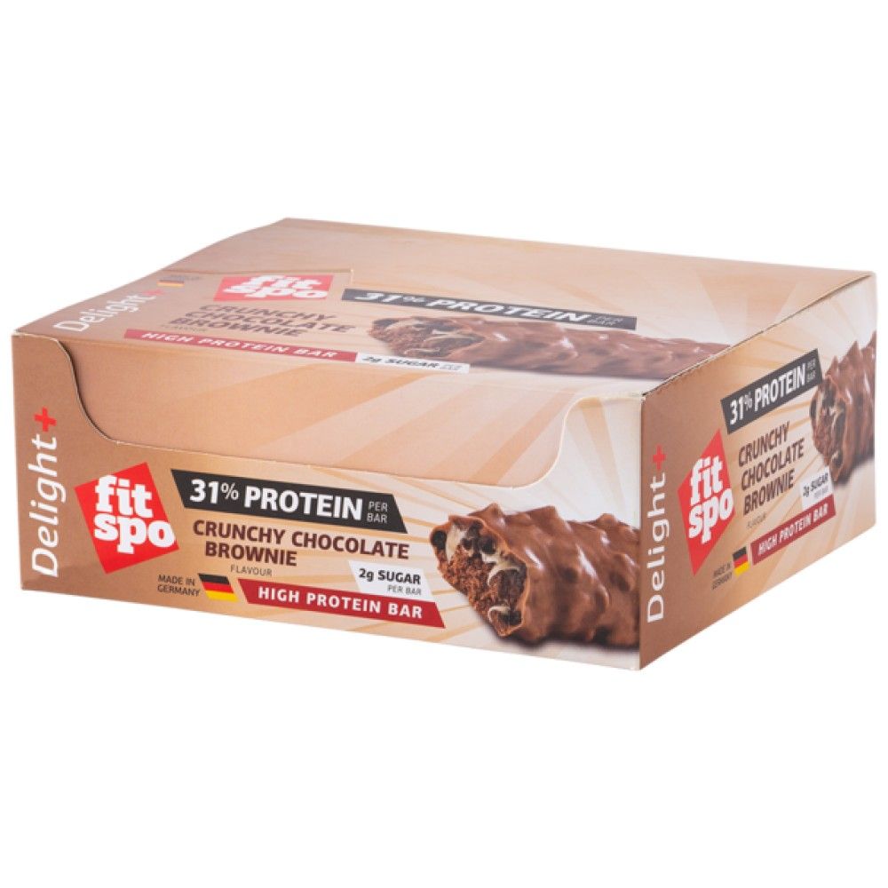 Delight+ Crunchy Protein Bar Шоко Брауни - 12 x 60 грама - Feel You