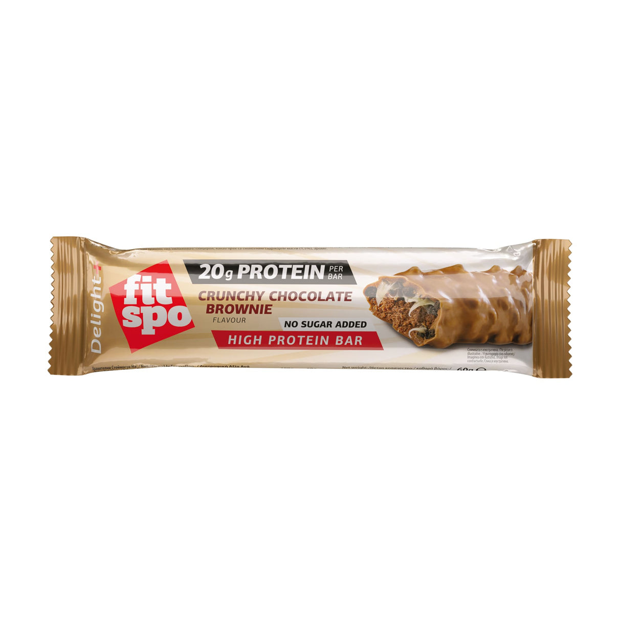 Delight+ Crunchy Protein Bar Шоко Брауни - 12 x 60 грама - Feel You