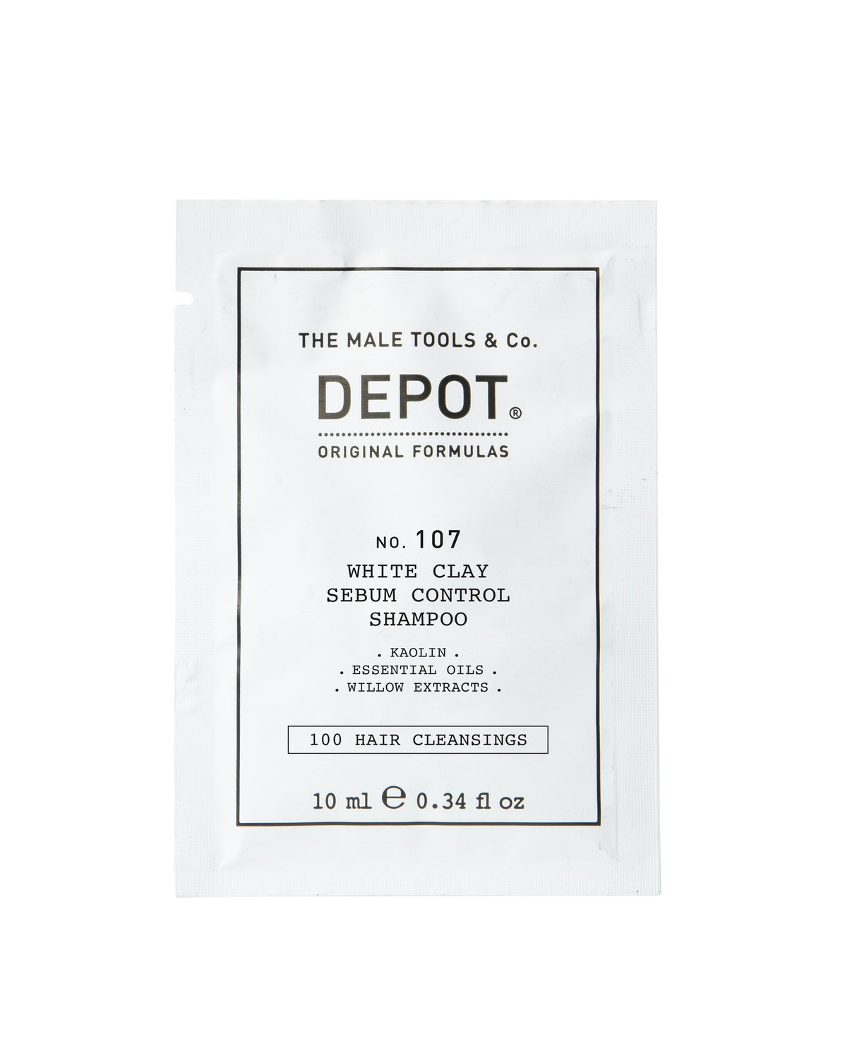 Depot, 100 Hair Cleansing No. 107, Kaolin, Hair Shampoo, For Regulation Of Excessive Sebum, 10 ml - Feel You