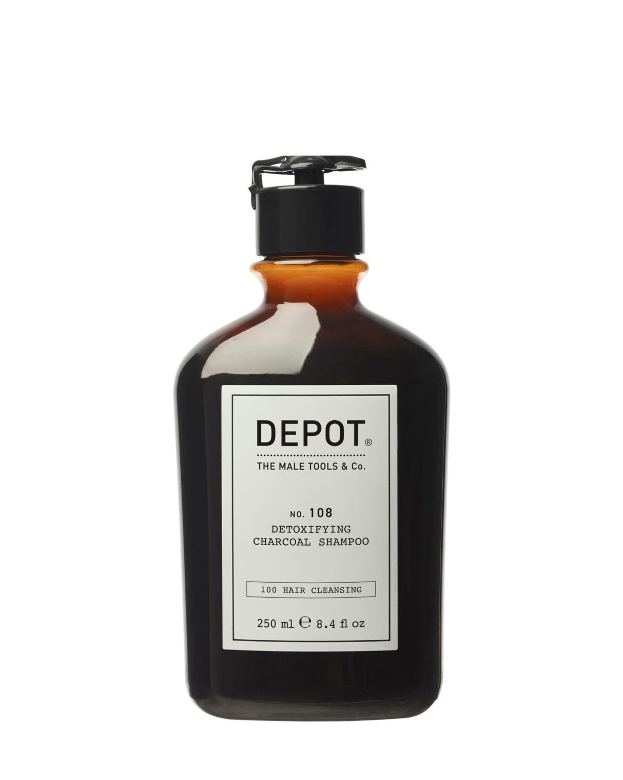 Depot, 100 Hair Cleansing No. 108, Charcoal, Hair Shampoo, Detoxifying, 250 ml - Feel You