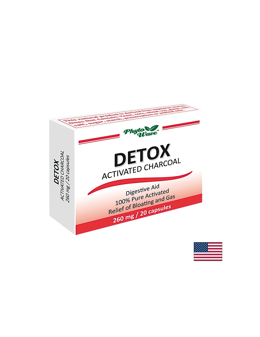 Detox Activated Charcoal/ Детокс активен въглен 260 mg х 20 капсули - Feel You
