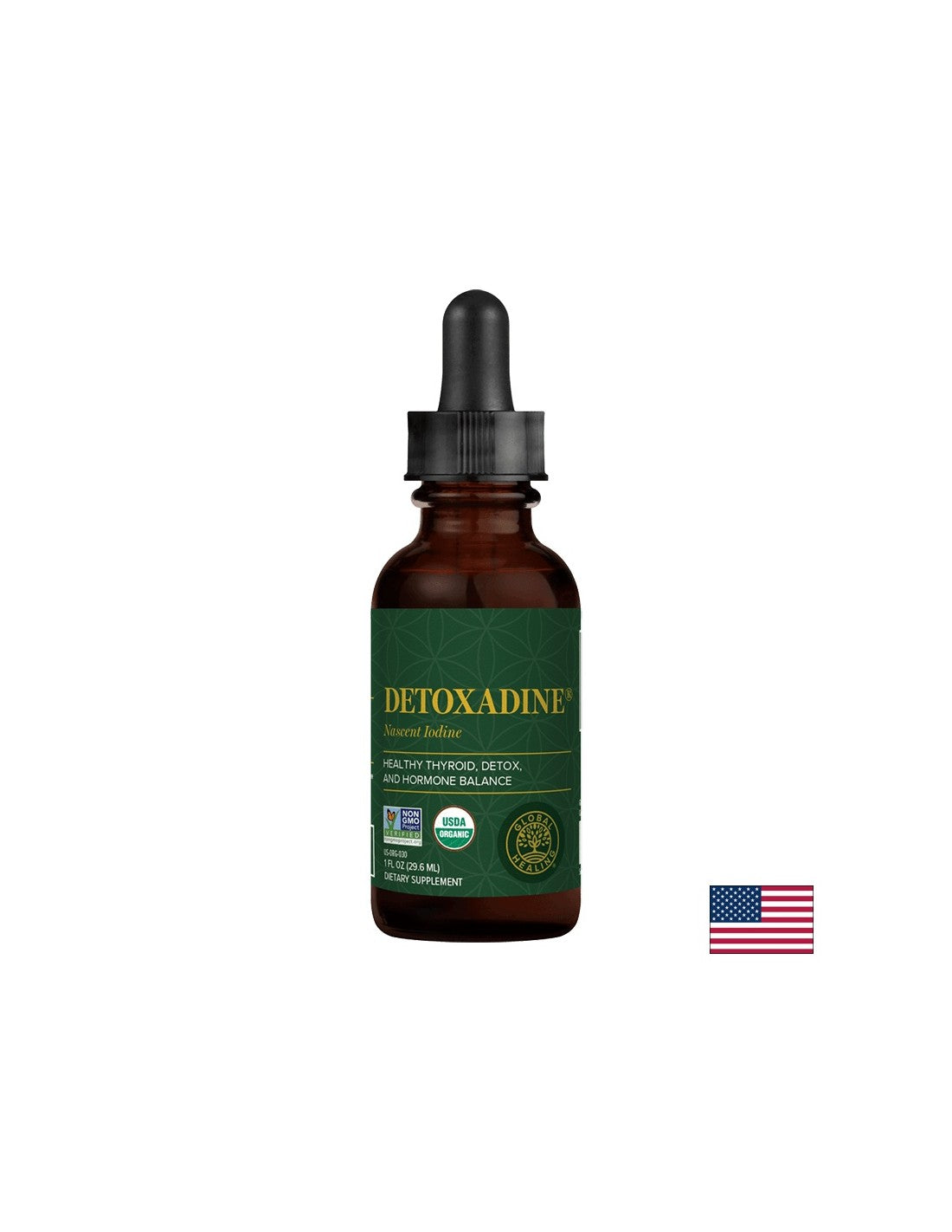 Detoxadine® Nascent Iodine - Detoxadine® сертифициран органичен атомен йод, 29,6 ml Global Healing - Feel You