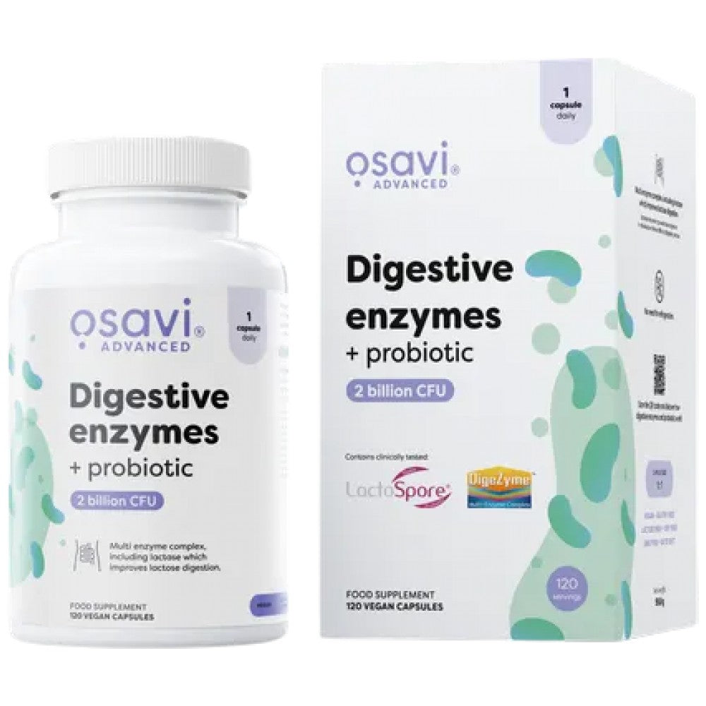 Digestive Enzymes + Probiotic | Digezyme + LactoSpore - 120 капсули - Feel You