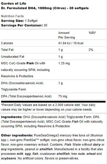 Dr. Formulated DHA 1000 mg - 30 Гел капсули - Feel You