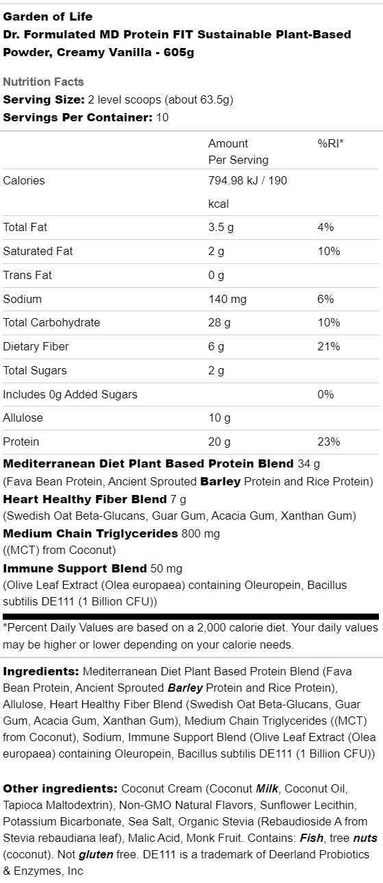 Dr. Formulated MD Protein FIT | Sustainable Plant-Based Powder - 605 грама - Feel You