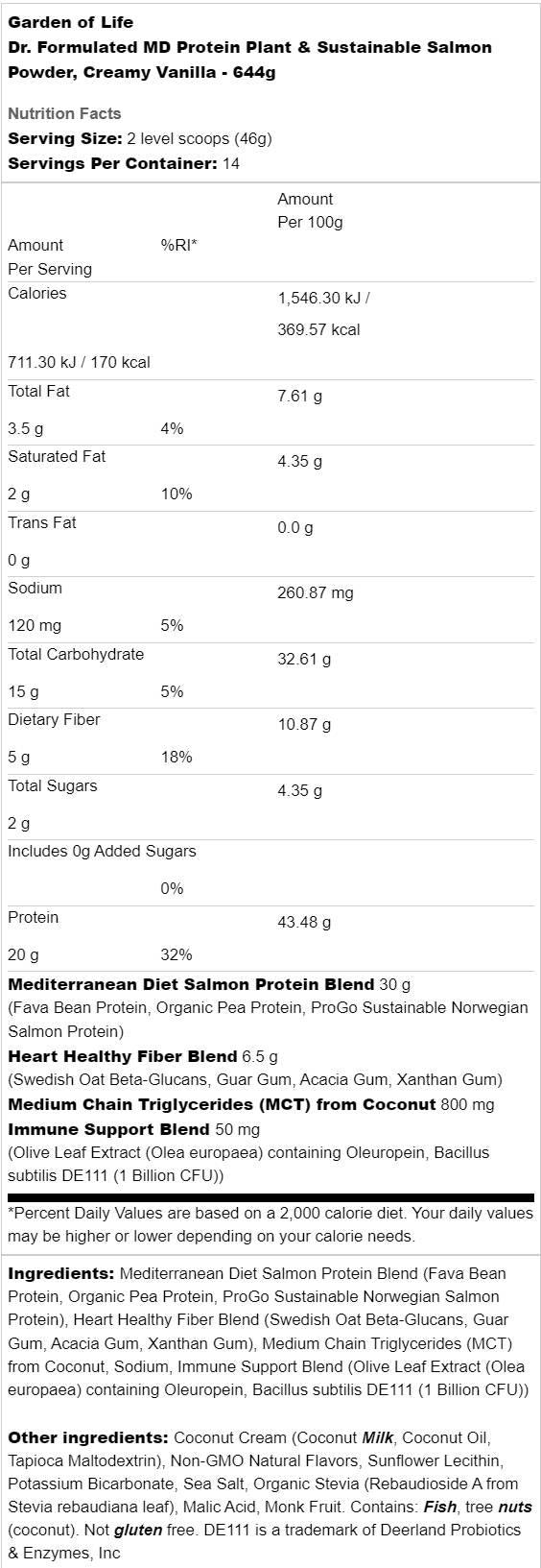 Dr. Formulated MD Protein | Plant & Sustainable Salmon Powder - 644 грама - Feel You