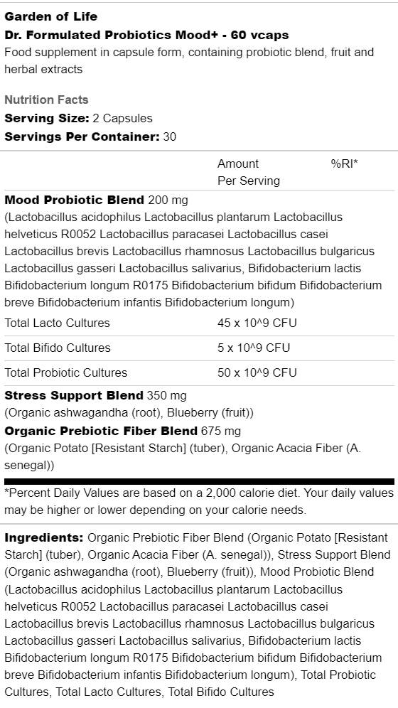 Dr. Formulated Probiotics Mood+ | 50 Billion - 60 капсули - Feel You