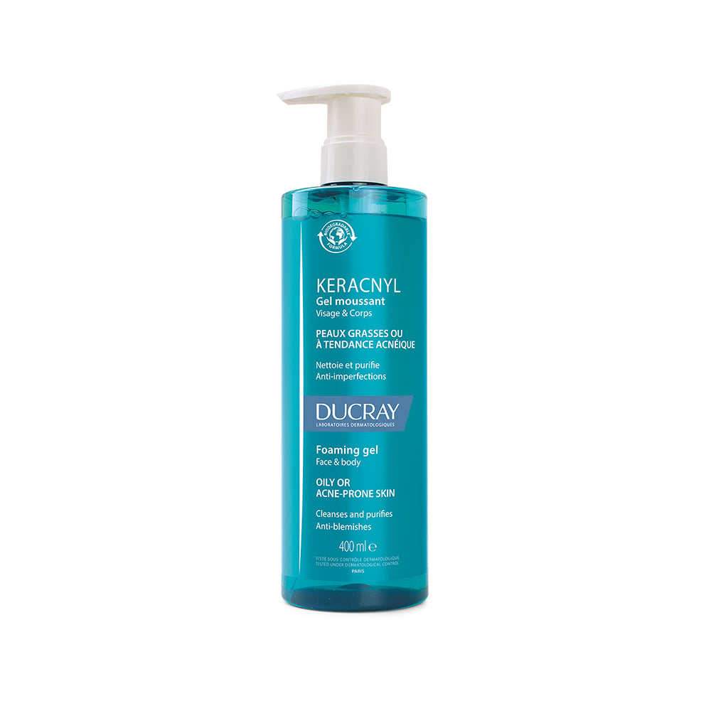 Ducray, Keracnyl, Anti-Acnee, Cleansing Gel, For Face & Body, 400 ml - Feel You