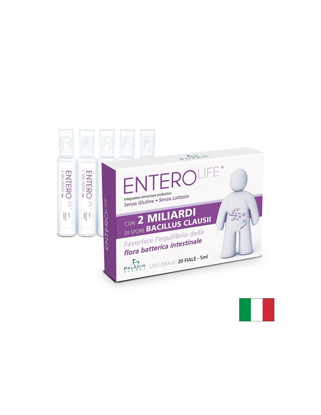 Пробиотик EnteroLife®, 2 млрд. активни пробиотици, 20 флакона х 5 ml - Feel You
