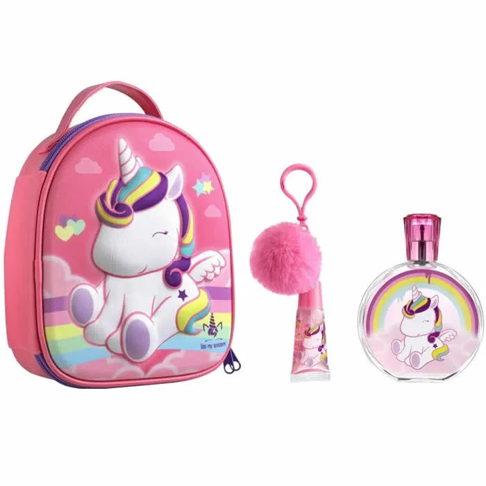FRAGRANCES FOR CHILDREN - Eau My Unicorn Gift Set EDT 100ml, Lip Gloss 7ml, Keychain and Cosmetic Bag - 100ml - Feel You