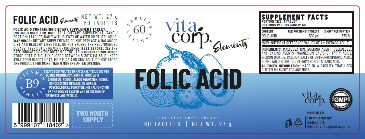 Folic Acid 500 mcg - 60 Таблетки - Feel You