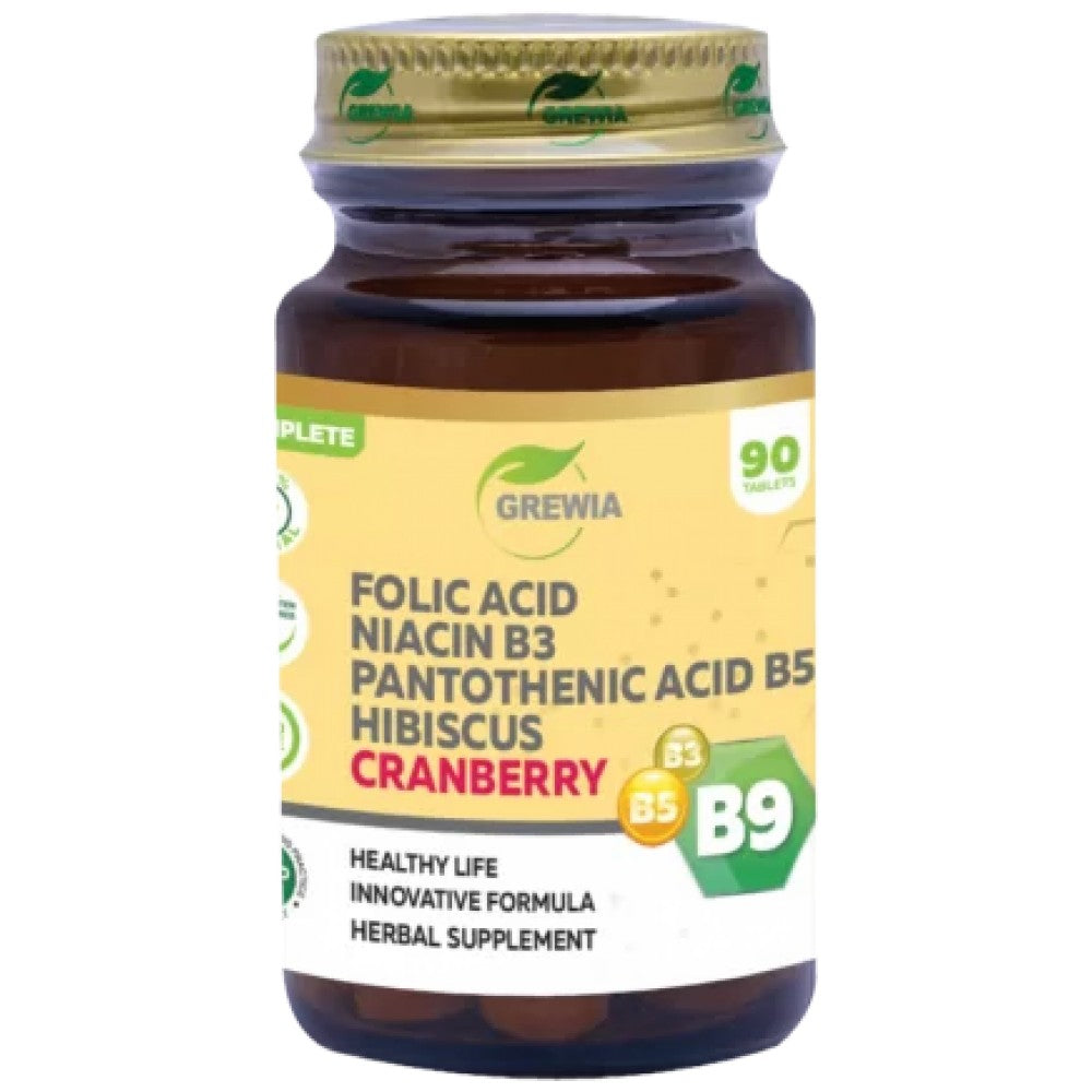 Folic Acid, Niacin B3, Pantothenic Acid B5, Hibiscus & Cranberry - 90 Таблетки - Feel You