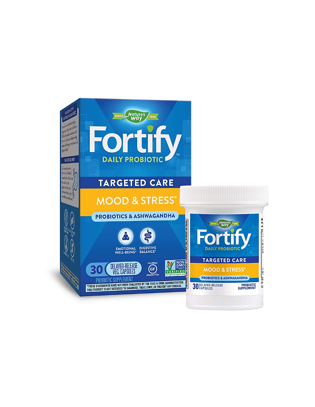 Fortify™ Daily Probiotic Mood and Stress - Фортифай пробиотик срещу стрес, 5 милиарда активни пробиотици, 30 капсули Nature’s Way - Feel You