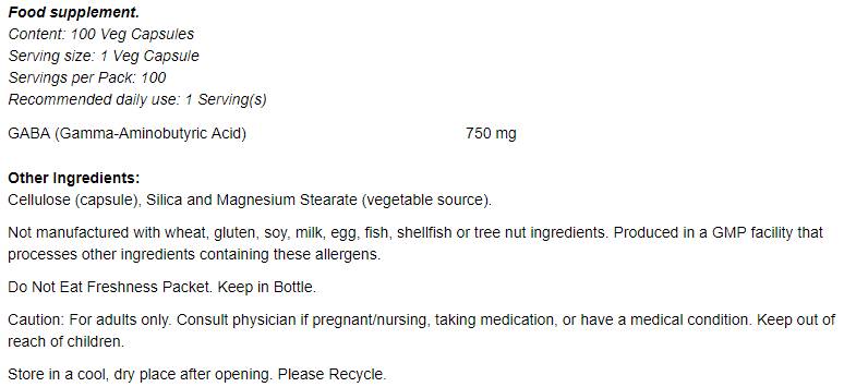 GABA 750 mg - 200 капсули - Feel You