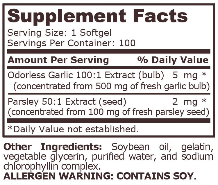 GARLIC & PARSLEY - 100 softgels - Feel You
