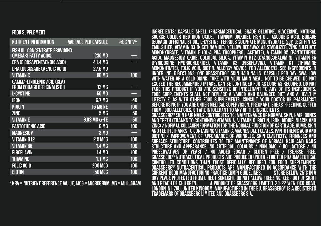 GRASSBERG Skin Hair Nails 120 Caps - Feel You