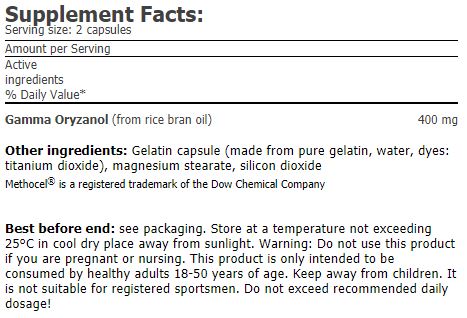 Gamma Oryzanol 200mg / 120 Caps. - Feel You