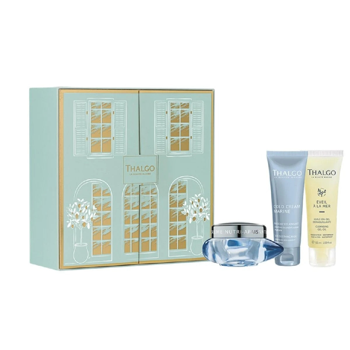 Gift Box Set Thalgo: Eveil à la Mer, Cleanser, Cleansing Gel, For Face, 50 ml + Cold Cream Marine, Soothing, Cream, For Face, 50 ml + Cold Cream Marine Sos, Soothing, Cream Mask, For Face, 50 ml - Feel You