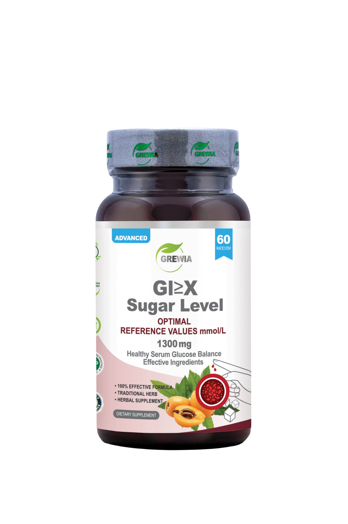 Gl≥X Sugar Level Herbal Extracts And Plant Co-factors - 1300 mg Daily Dose, 60 Caps. - Feel You