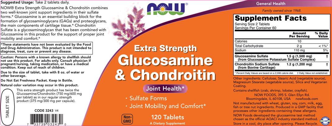 Glucosamine & Chondroitin / Extra Strength - 240 Таблетки - Feel You