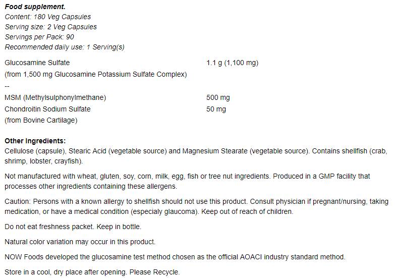 Glucosamine & MSM - 180 капсули - Feel You