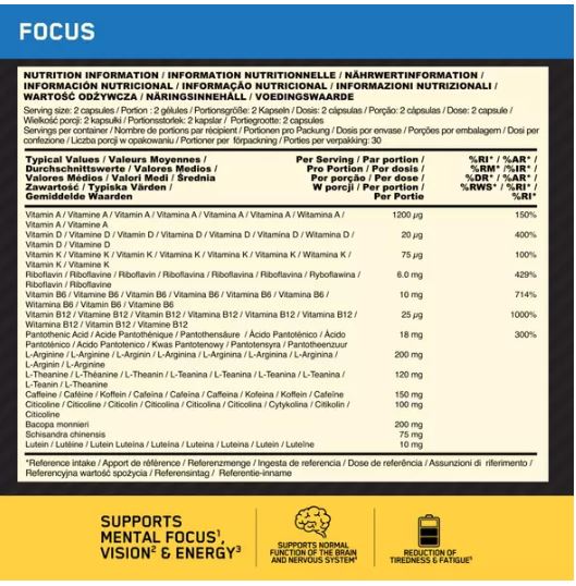 Gold Standard Daily Support Focus / 60 Caps - Feel You