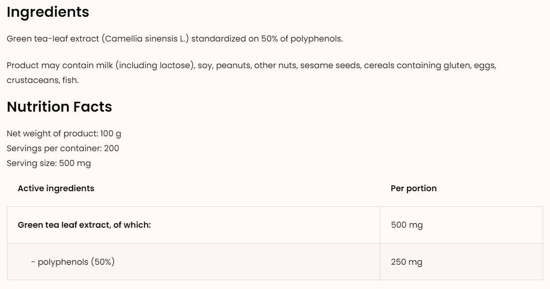 Green Tea Extract / Powder 100 грама - Feel You