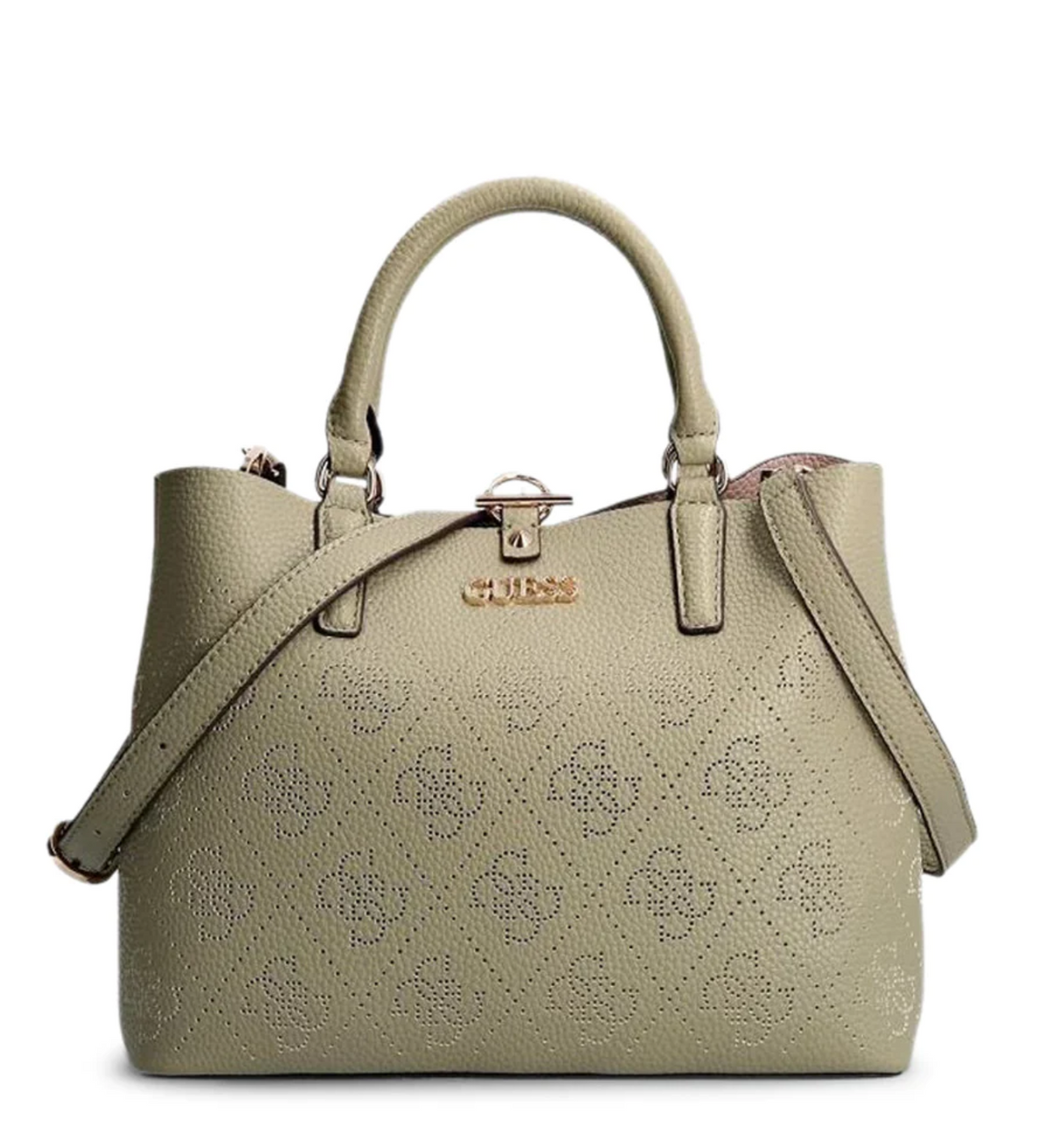 Guess, Amara, Polyurethane, Textile Handbag, 4G Logo, Green, HWSG8493060, 29 x 22 x 14 cm - Feel You