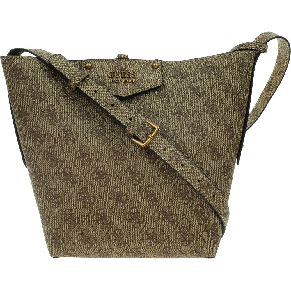 Guess, Brenton, Polyurethane, Textile Bag, Olive, HWESB839001LTL, For Women, 36 x 27 x 13 cm - Feel You