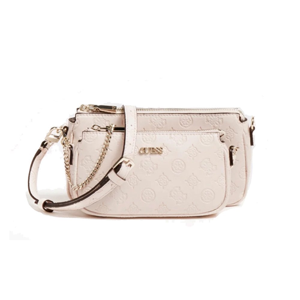 Guess, Dayane, Double, Textile Crossbody Bag, Blush, 24 x 13.5 x 4.5 cm, For Women - Feel You