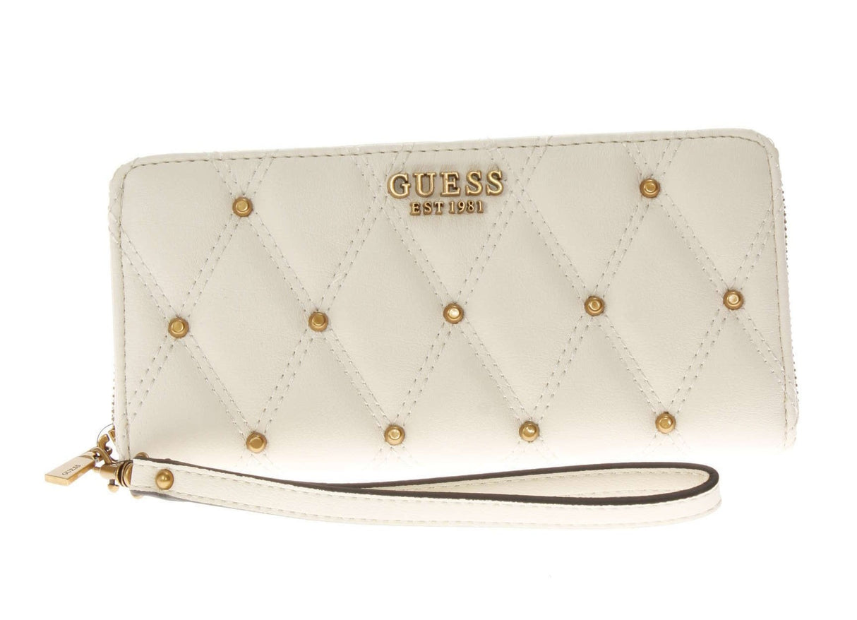 Guess, Guess, Textile Wallet, SLG Large Zip, SWQS8553460, Ivory, For Women - Feel You