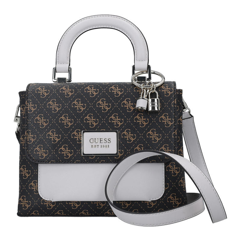 Guess, Tyren, Polyurethane, Textile Bag, Mini, Brown Stone, For Women, 26 x 20 x 8 cm - Feel You