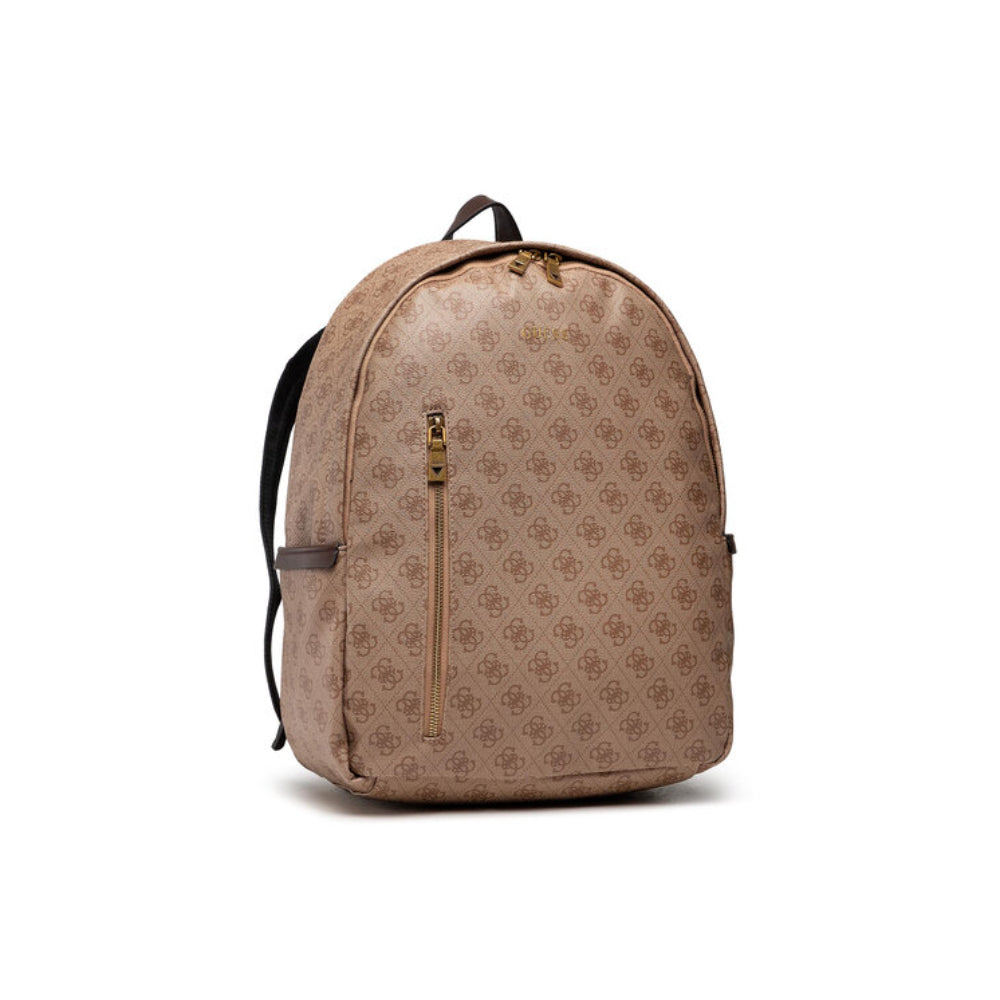 Guess, Vezzola, Synthetic Leather, Textile Backpack, Brown, 4G Logo, For Men, 21/32.5 x 39.5 x 15 cm - Feel You