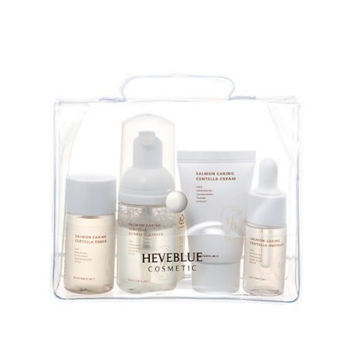 HEVEBLUE - Salmon Caring Centella Special Travel Kit Bag, 4pcs - 13ml + 25ml + 20ml + 30ml - Feel You