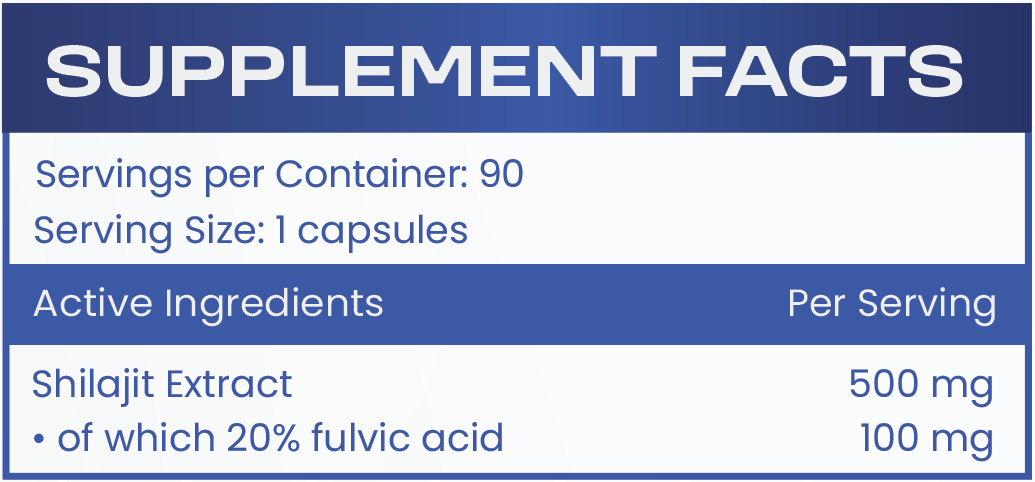 HS LABS - SHILAJIT EXTRACT 500 mg (20 % fulvic acid) - 90 capsules - Feel You
