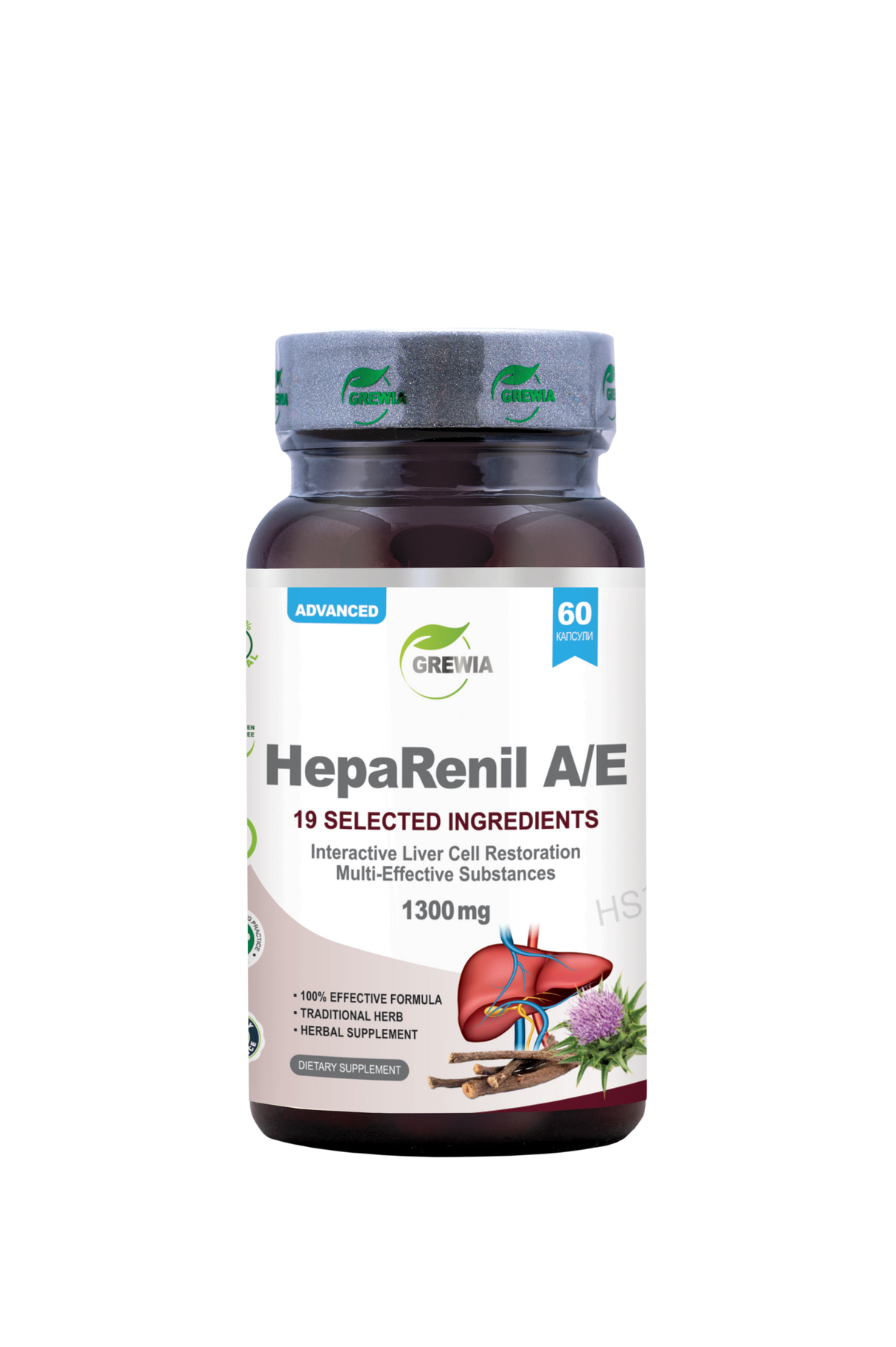 HepaRenil A/E 19 Selected Ingredients Dietary Supplement Formula – 1300 mg, 60 Caps. - Feel You