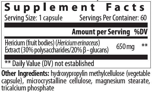 Hericium 650 mg | Lion's Mane - 60 капсули - Feel You